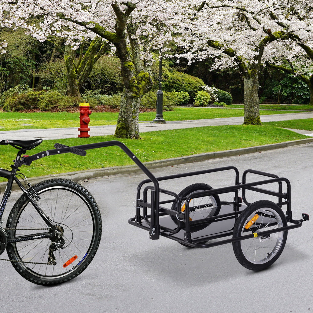 Aosom Folding Bike Cargo Trailer Cart with Seat Post Hitch- Dark up to 88 Lbs.