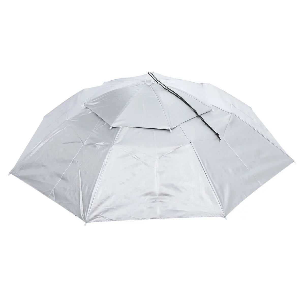 Uxcell OD 37.4" Umbrella Hat, Oxford Fabric Folding Double Layer Sun Rain Cap with Adjustable Strip, Silver