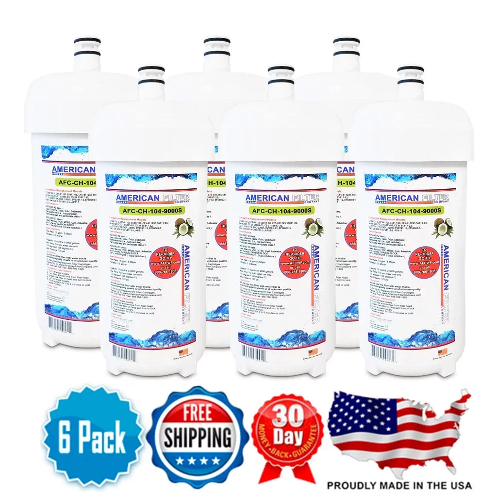 AFC Brand , Water Filters , Model # AFC-CH-104-9000S , Compatible with Cuno® 55600-09 - 6 Filters - Made in U.S.A.