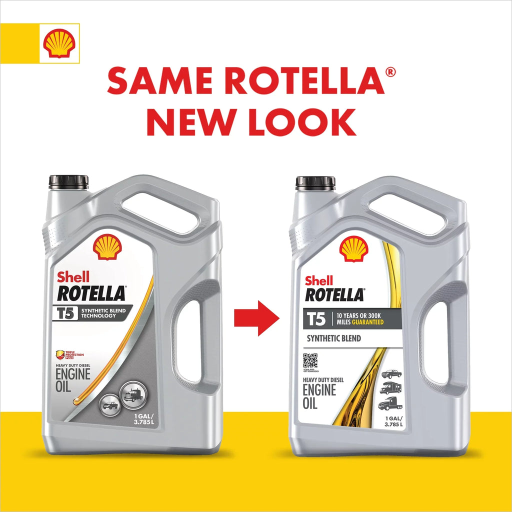 Shell Rotella T5 Synthetic Blend 15W-40 Diesel Engine Oil, 2.5 Gallon