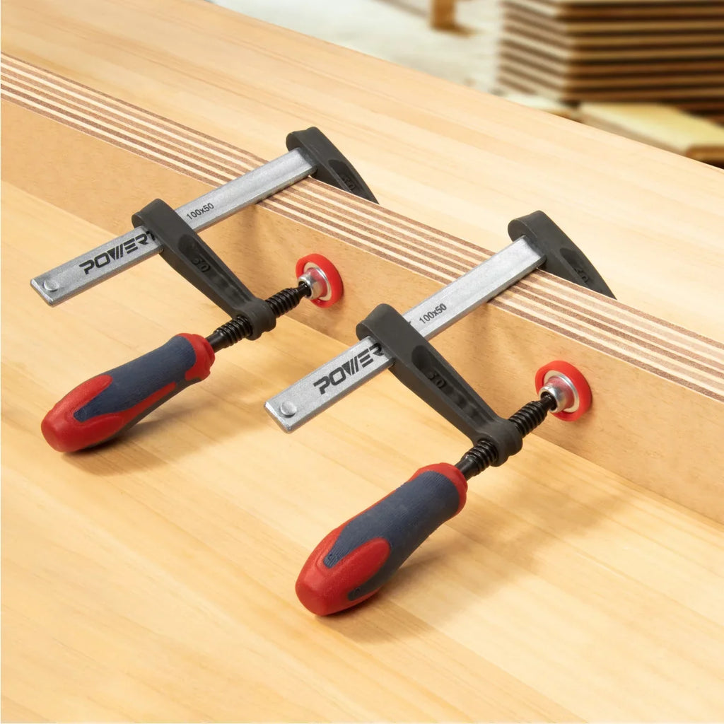 POWERTEC 4PK Inch F Clamp Heavy Duty F Style Bar Clamps for Woodworking, 330 lb Capacity each (71591-P2)
