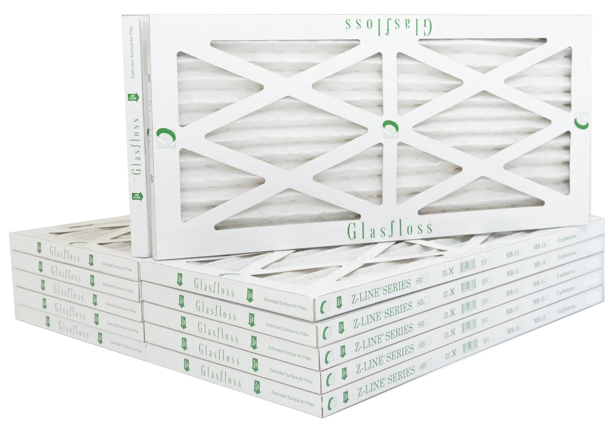 Glasfloss 12x24x1 - MERV 10 -Qty:12 - Furnace Air Filter - Made in USA (Actual Size: 11.5 x 23.5x7/8 Unit