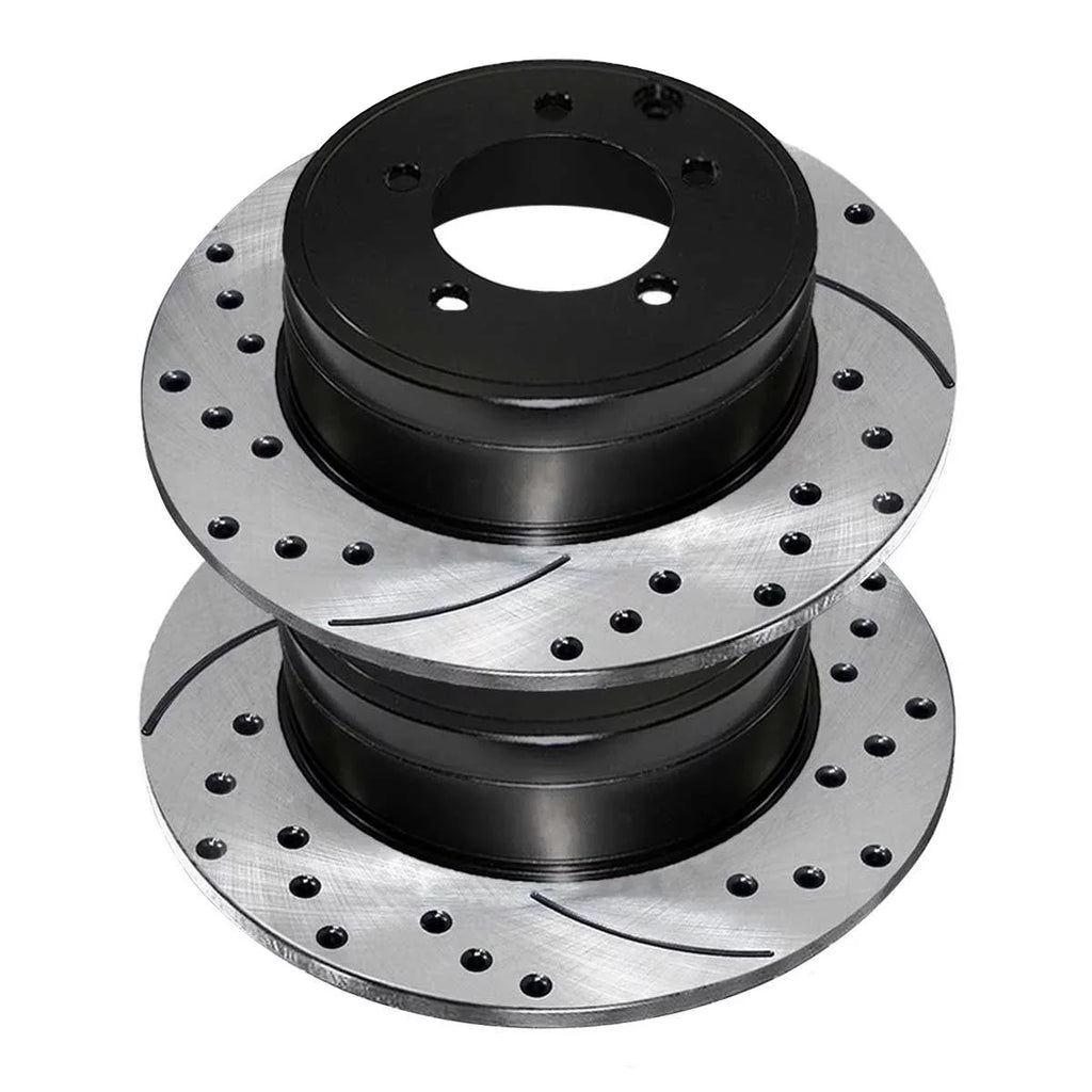 AutoShack Rear Drilled Slotted Brake Rotors Midnight Pair of 2 Driver and Passenger Side Replacement for Jeep Patriot Compass Dodge Avenger Caliber Chrysler 200 Sebring Mitsubishi Lancer V6 FWD PR63038LR