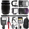 Olympus M.Zuiko Digital ED 75-300mm f/4.8-6.7 II Lens- Video Kit + Slave Flash + Monopad - 64GB Accessory Bundle