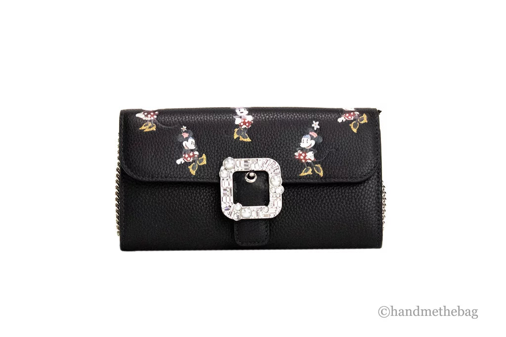 Kate Spade X Disney (K9760) Charcoal Leather Minnie Mouse Wallet Crossbody Handbag