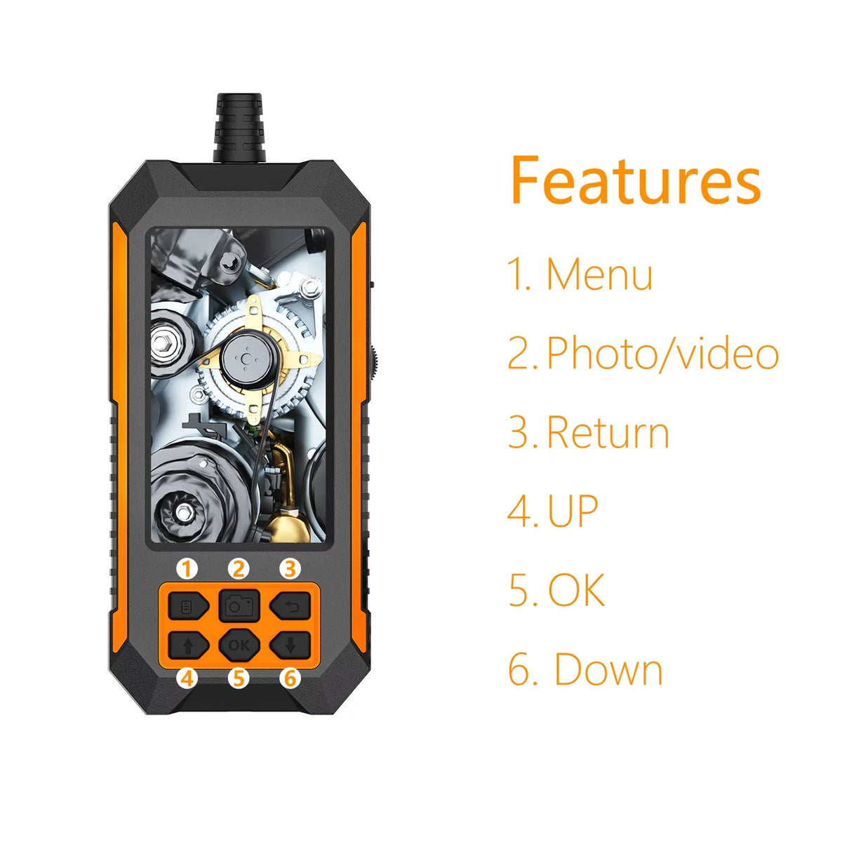 Shinysix Industrial endoscope,1944P 8 LED Waterproof Camera Camera Camera Dual 1080P/2592 * 1944P IP68 Waterproof Camera Camera 4.5 Centimeter 4.5 Inch Display LED IP68 Waterproof Inch Display 5m