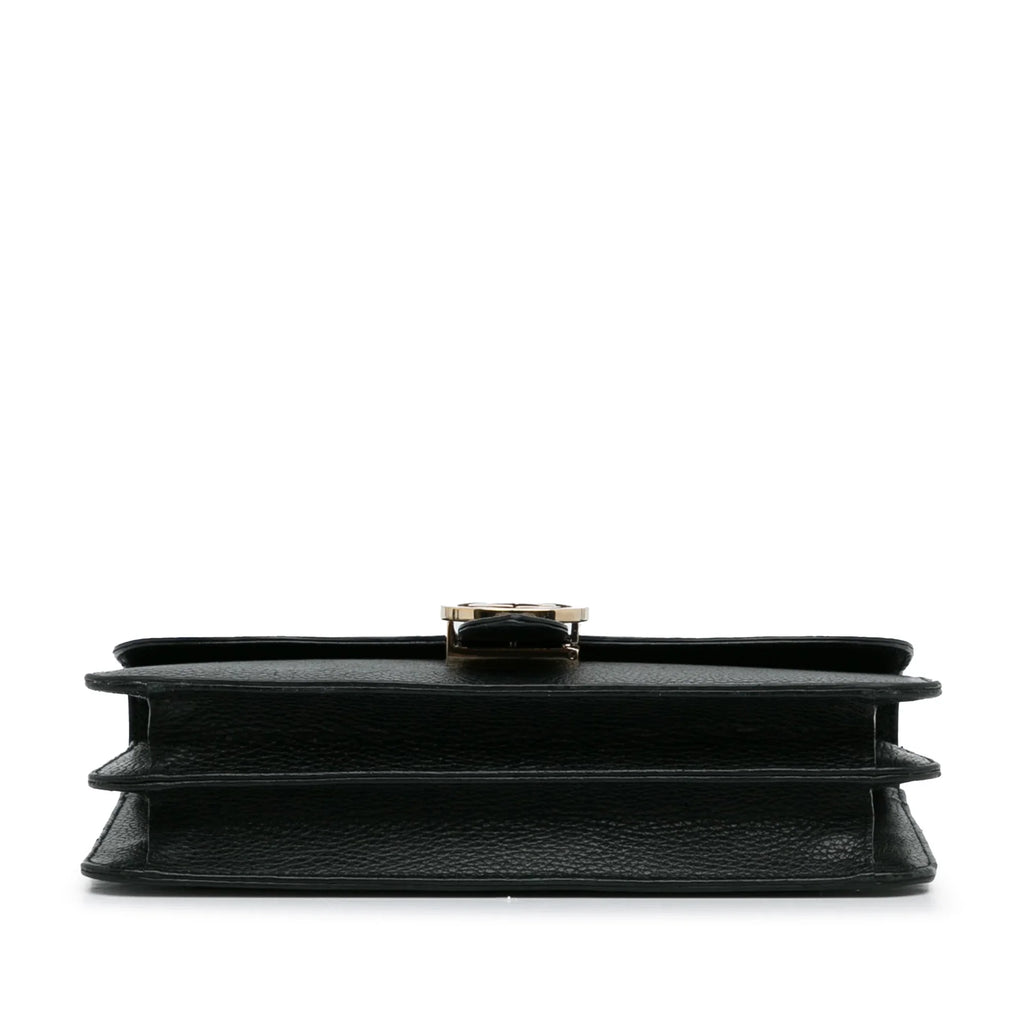 Pre-Owned Authenticated Gucci Medium Dollar Interlocking G Crossbody Bag Calf Leather Midnight Unisex (Good)