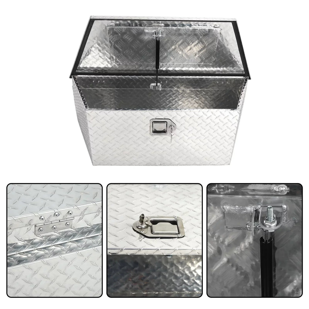 Confote Heavy Duty Aluminum Diamond Plate Trailer Tongue Box with Lock and Keys for Secure Tool Storage on Your Trailer, Silver,39 x 16.5 x 12 Centimeter