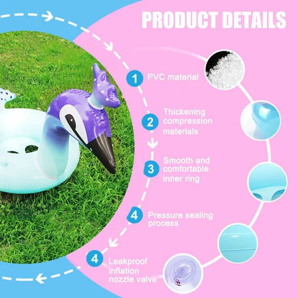Alin Swimming Pool Toys Inflatable Glitter Pool Float Peacock Designed with Fast Valves Lounge Raft Decorative Water Game Summer Beach Party for Kids | 48 Centimeter