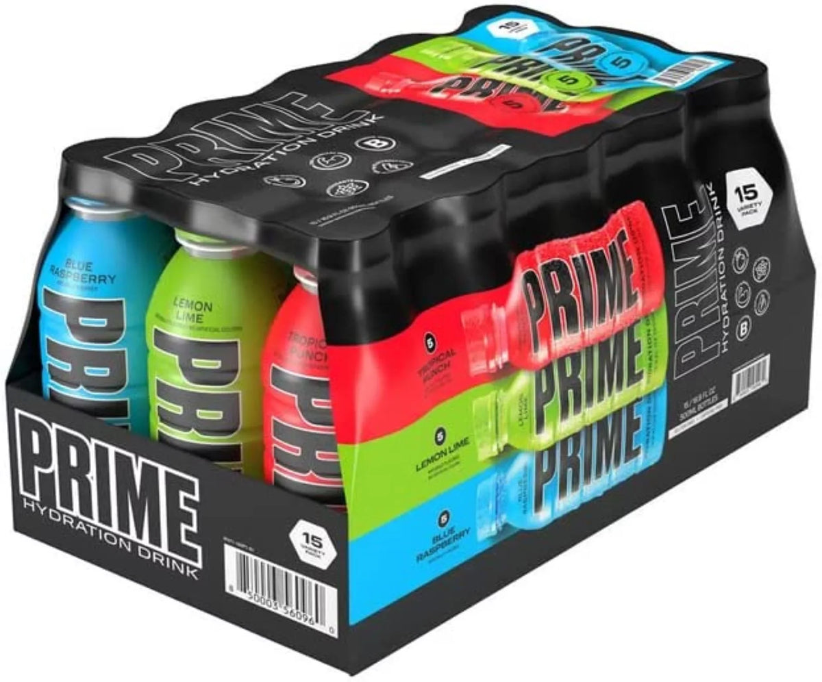 Prime Hydration Drink Variety Pack 16.9oz Bottles, Quantity of 15