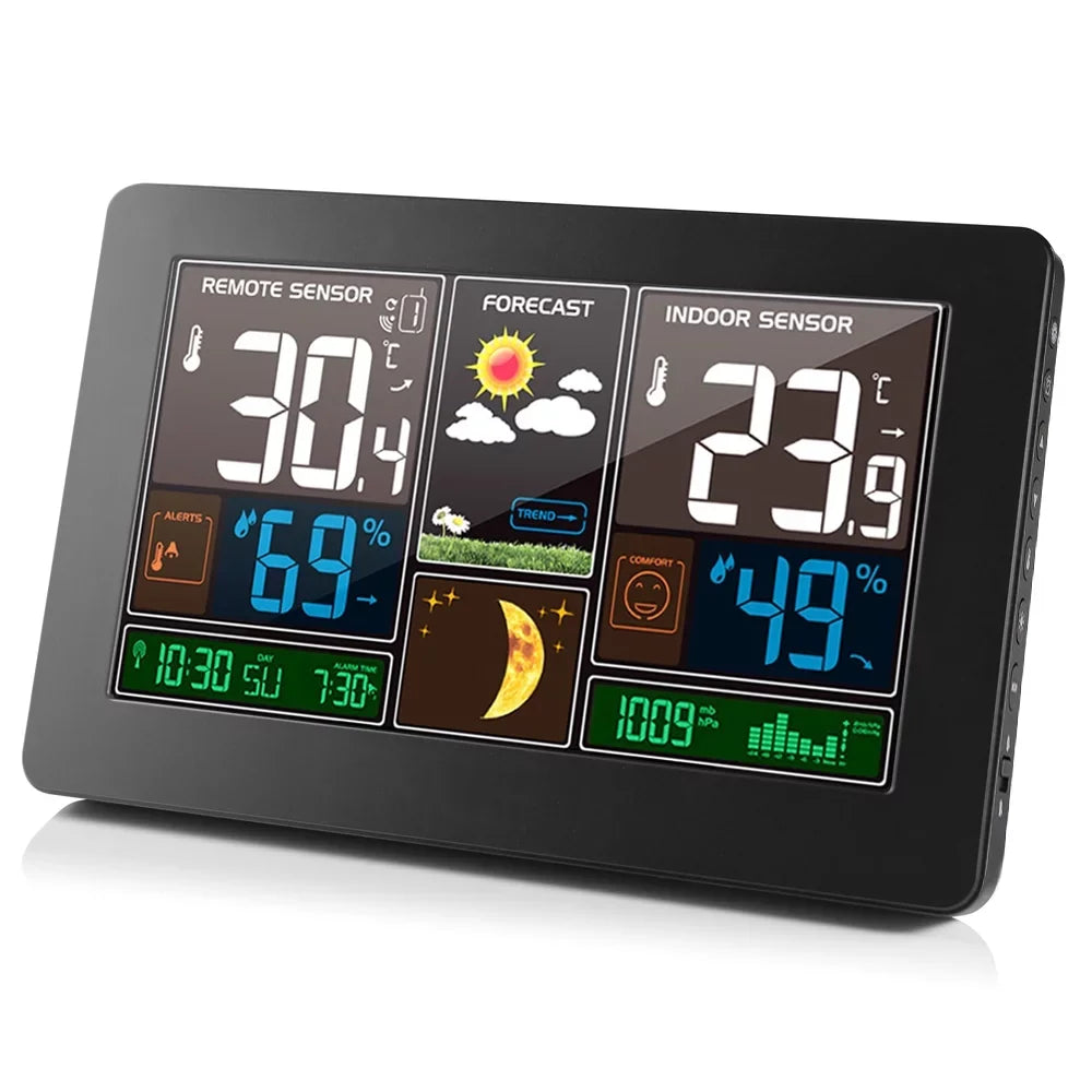 Wireless Weather Station Indoor Outdoor 3-in-1 Weather Thermometer Hygrometer Barometer USB Powered Room Temperature Monitor Battery Operated Humidity Meter Air Pressure Gauge with Sensor Fo