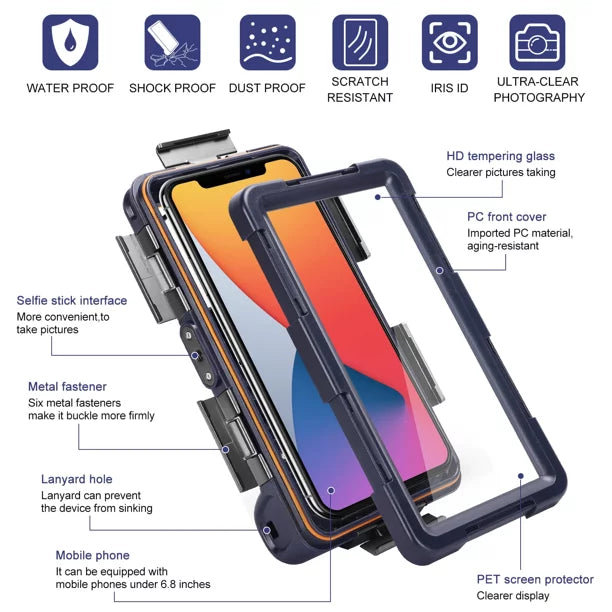 UrbanX Professional [15m/50ft] Swimming Diving Surfing Snorkeling Photo Video Waterproof Protective Case Underwater Housing for ZTE Blade A7 Vita And all Phones Up to 6.9 Unit LCD with Lanyard