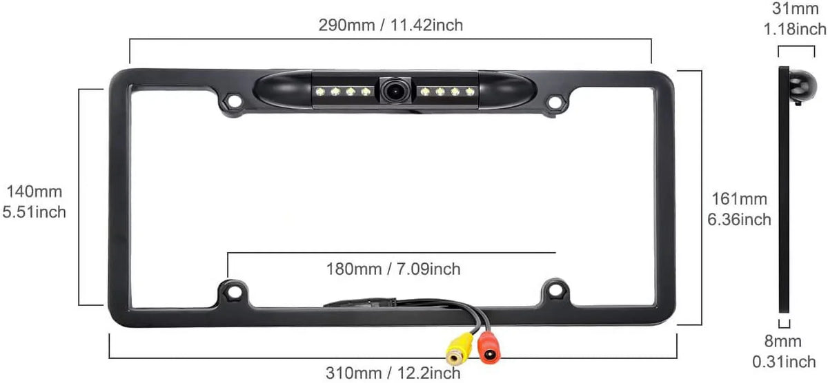 Backup Camera Rearview License Plate Frame for ALPINE X308U Midnight