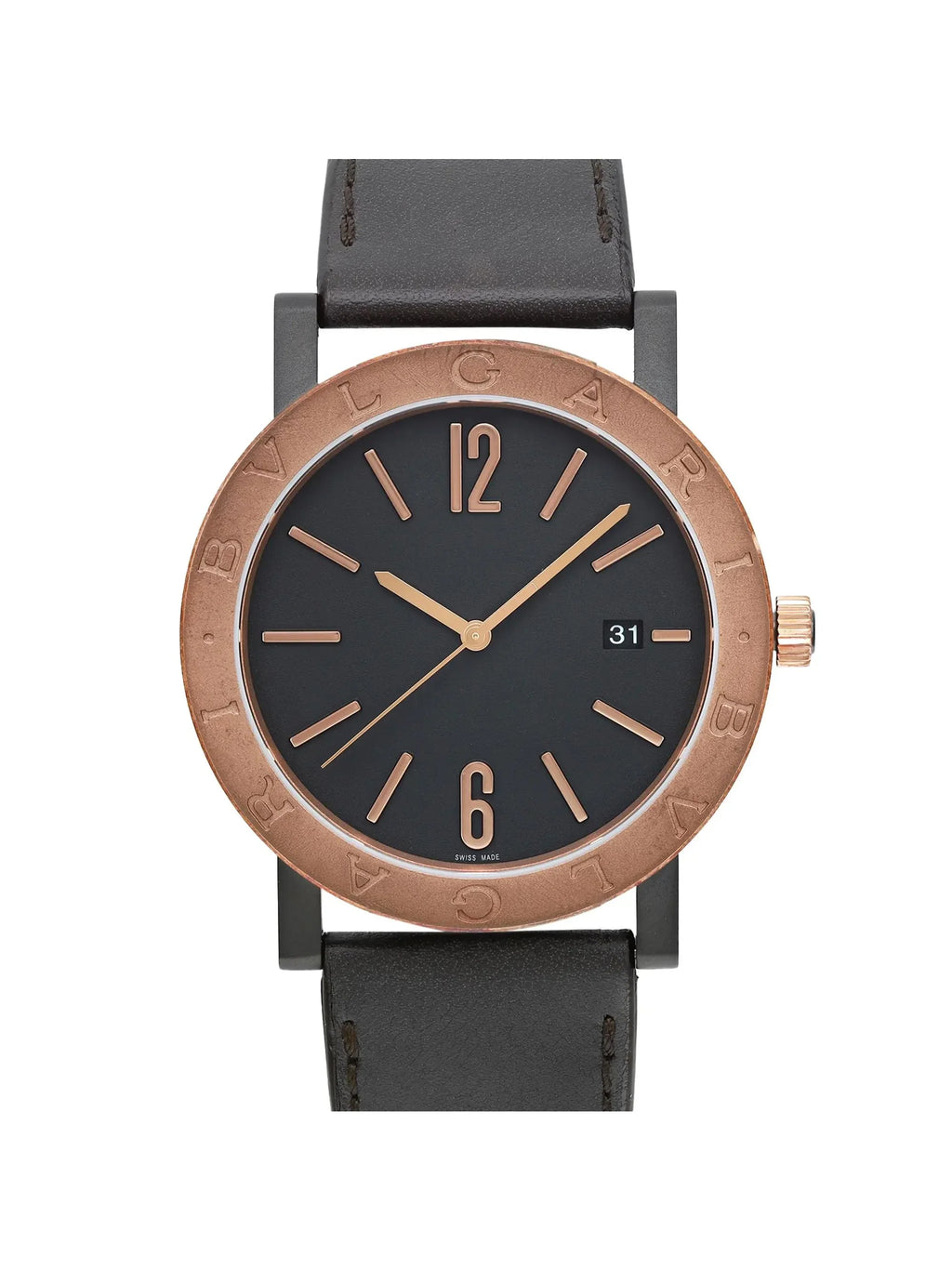 New Bvlgari Solotempo 41mm Steel Bronze Onyx Dial Automatic Men Watch 102931