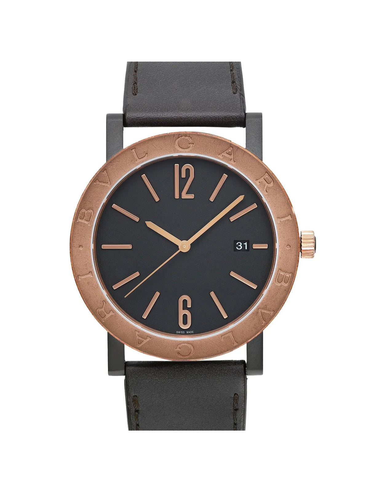 New Bvlgari Solotempo 41mm Steel Bronze Onyx Dial Automatic Men Watch 102931