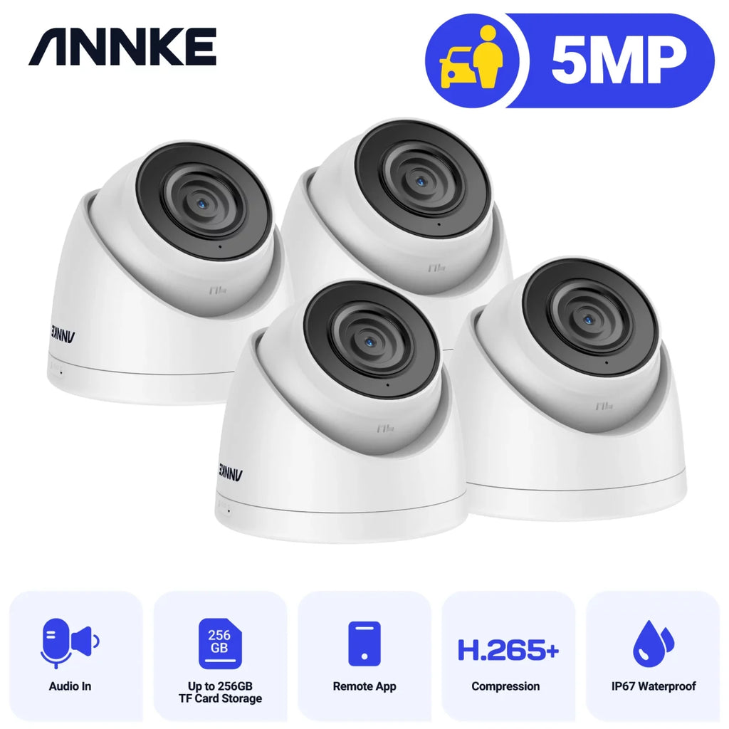 ANNKE 4-Pack 3K Ultra HD PoE IP Security Camera AI Human Vehicle Detection, 4mm Lens, 100Ft IR Night Vision, IP67 Weatherproof, Remote Access, Motion Alerts, Up to 256GB SD Card