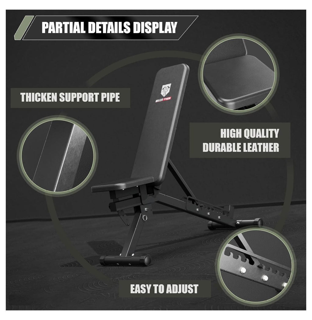 Major Fitness Weight Bench,1300 LBS Capacity Bench Press and 32 Adjustable Positions Strength Training Bench for Garage and Home Gym Workouts, Weight Lifting, and Bench Press