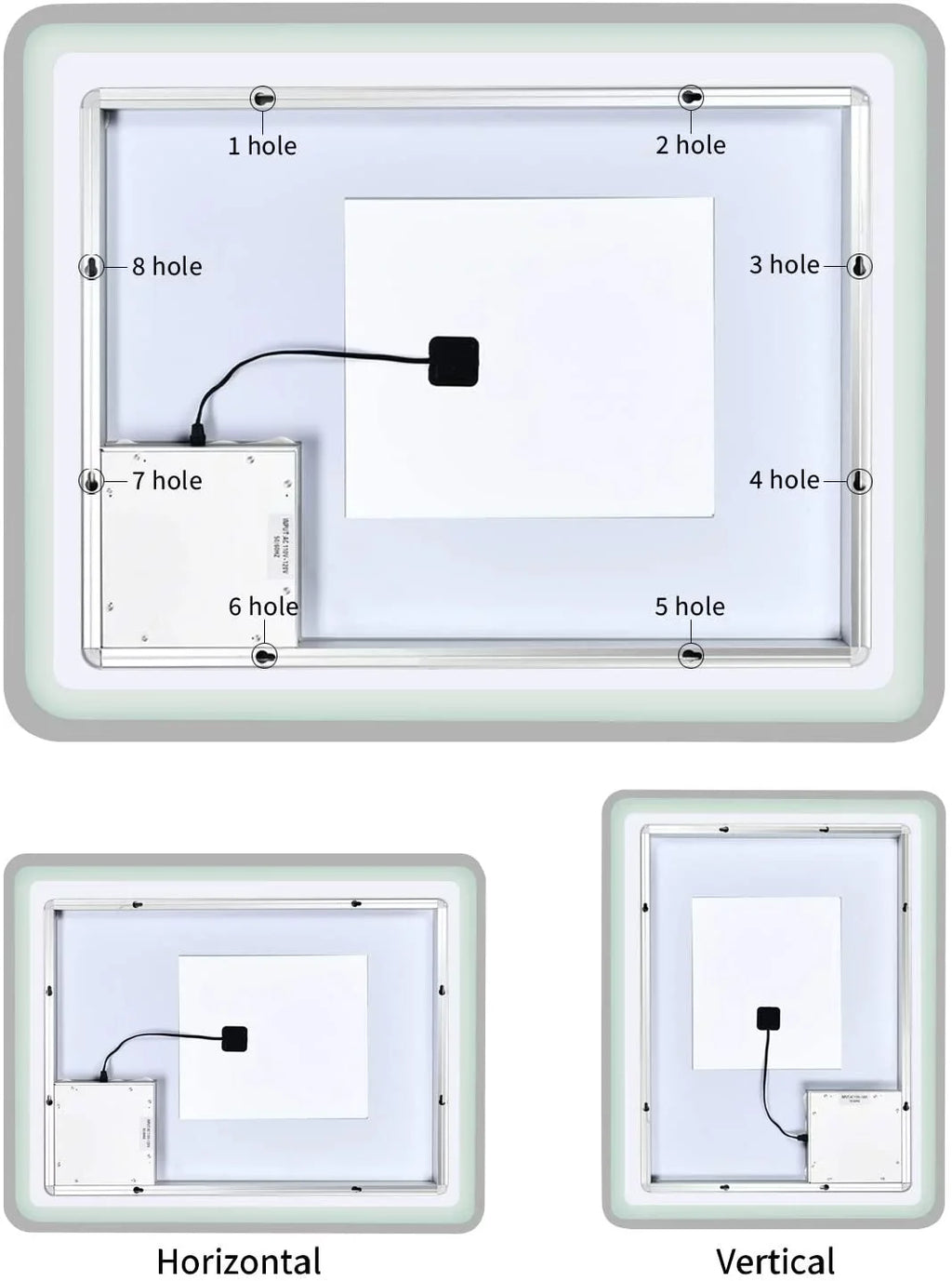 Simple Deluxe 36 x 28 Centimeter Large Wall Anti-Fog Dimmable LED Bathroom Vanity Makeup Mirror with White/Warm Light(Horizontal/Vertical), Transparent