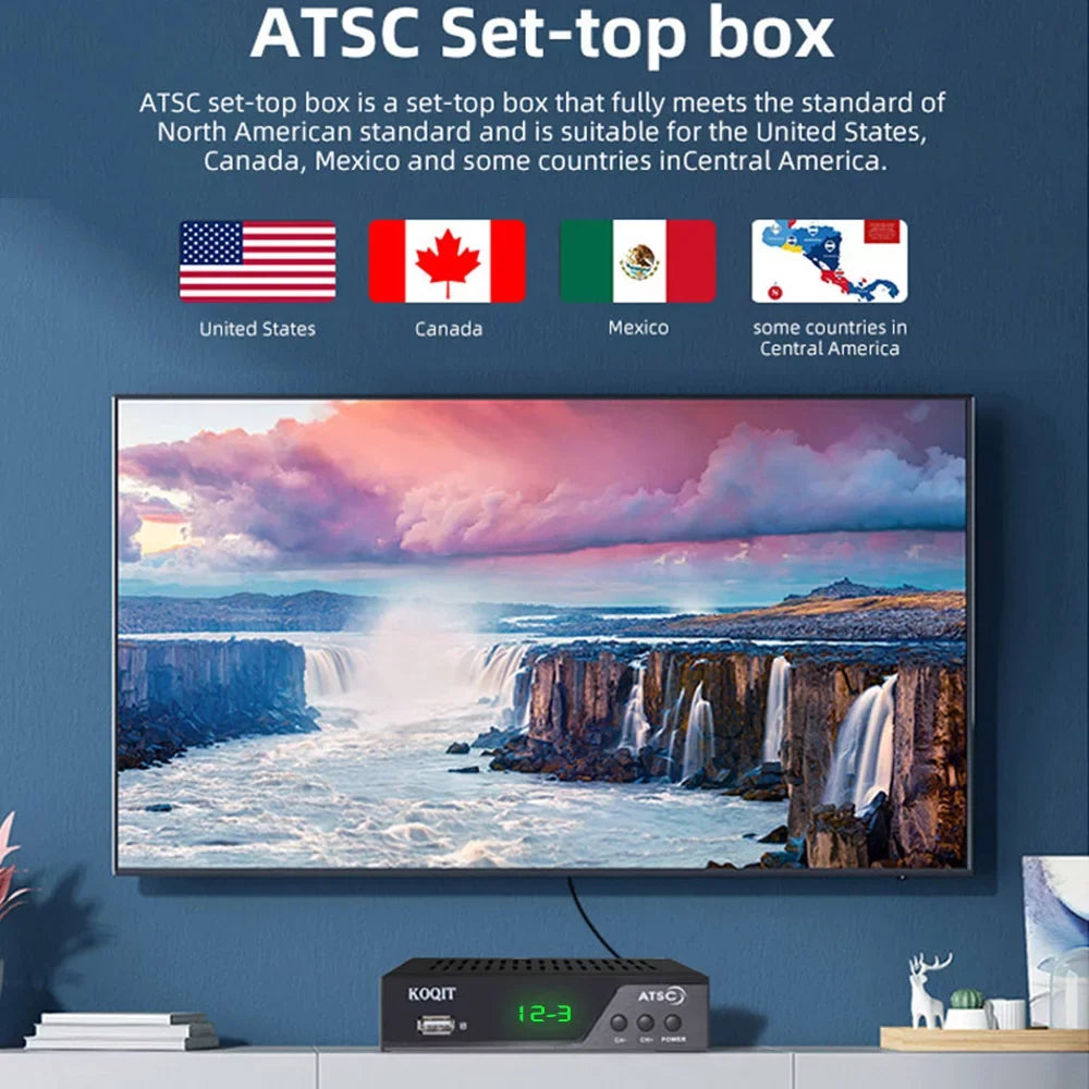 ATSC TV Tuner Digital Converter Box Recorders tv to USB, Multimedia Box, Digital Clock 12/24 Hours, OTA Analog to Digital, Coax to HDMI Set Top Box