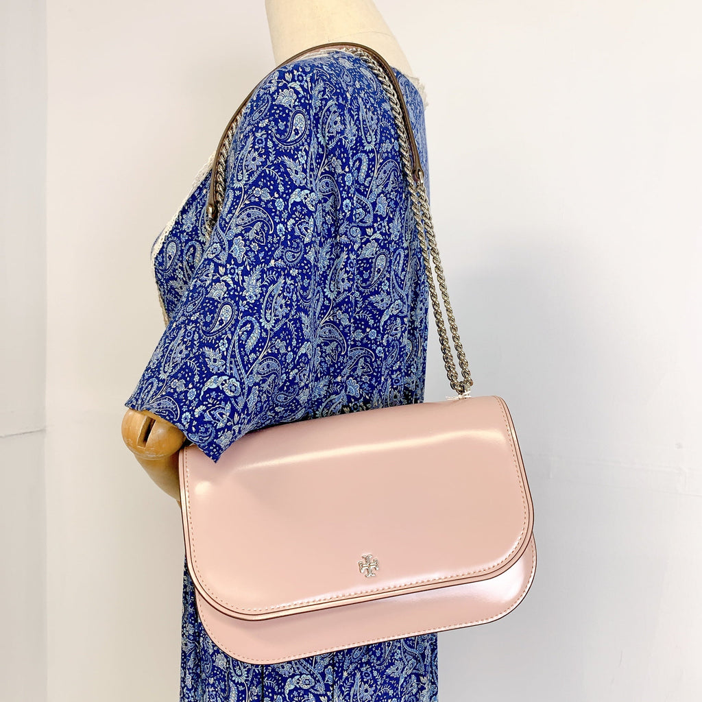 Tory Burch 149929 Emerson Top Handle Patent Leather Crossbody Bag IN CLAY PINK