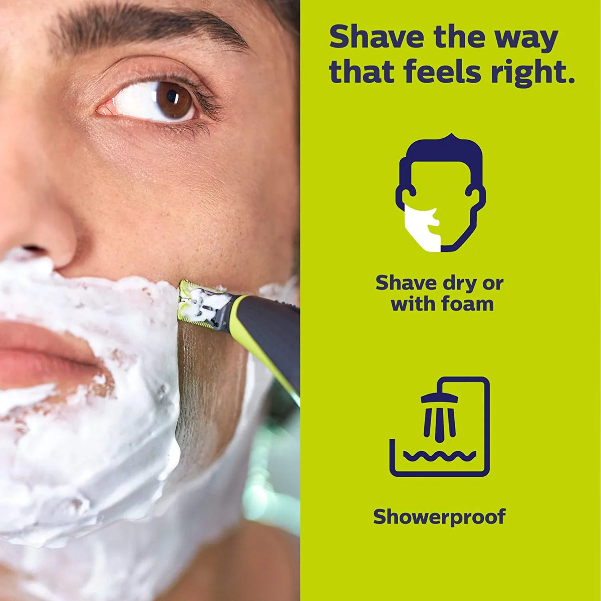Philips Norelco OneBlade Face + Body Hybrid Electric Trimmer and Shaver QP2630/70 - Midnight Green, & Silver