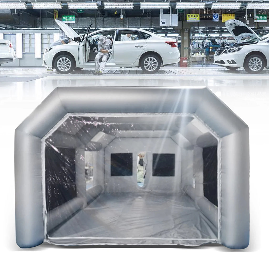 Miumaeov Inflatable Spray Paint Tent Built-in Blower Mobile Portable Giant Paint Spray Booth with Air Filter System and Transparent Polyvinyl Windows Inflatable Spray Paint Booth 26x13x10ft