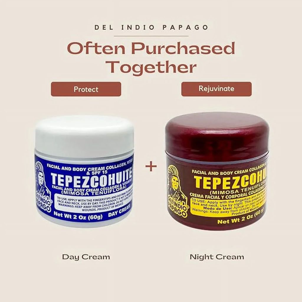 Del Indio Papago Tepezcohuite Day Cream (2oz) + Night Skin Cream (2 oz) BEAUTY COMBO!! Tepezcohuite