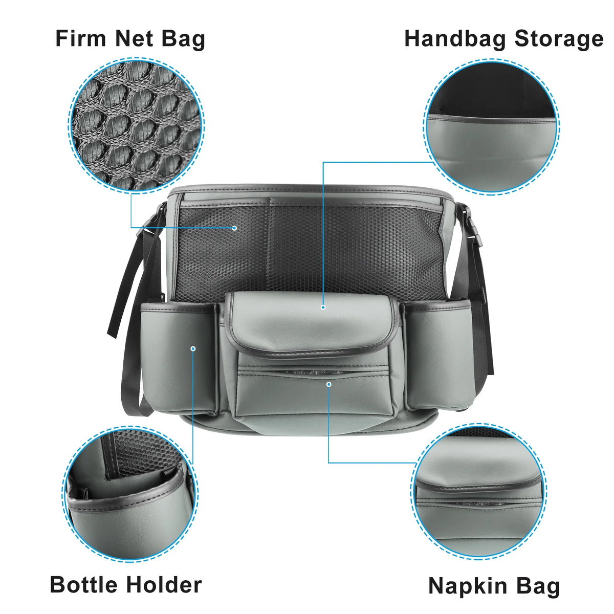 Unique Bargains Car Large Capacity Seat Organizer Backseat Multi Pockets Purse Storage for Car 36x26x18cm Gray