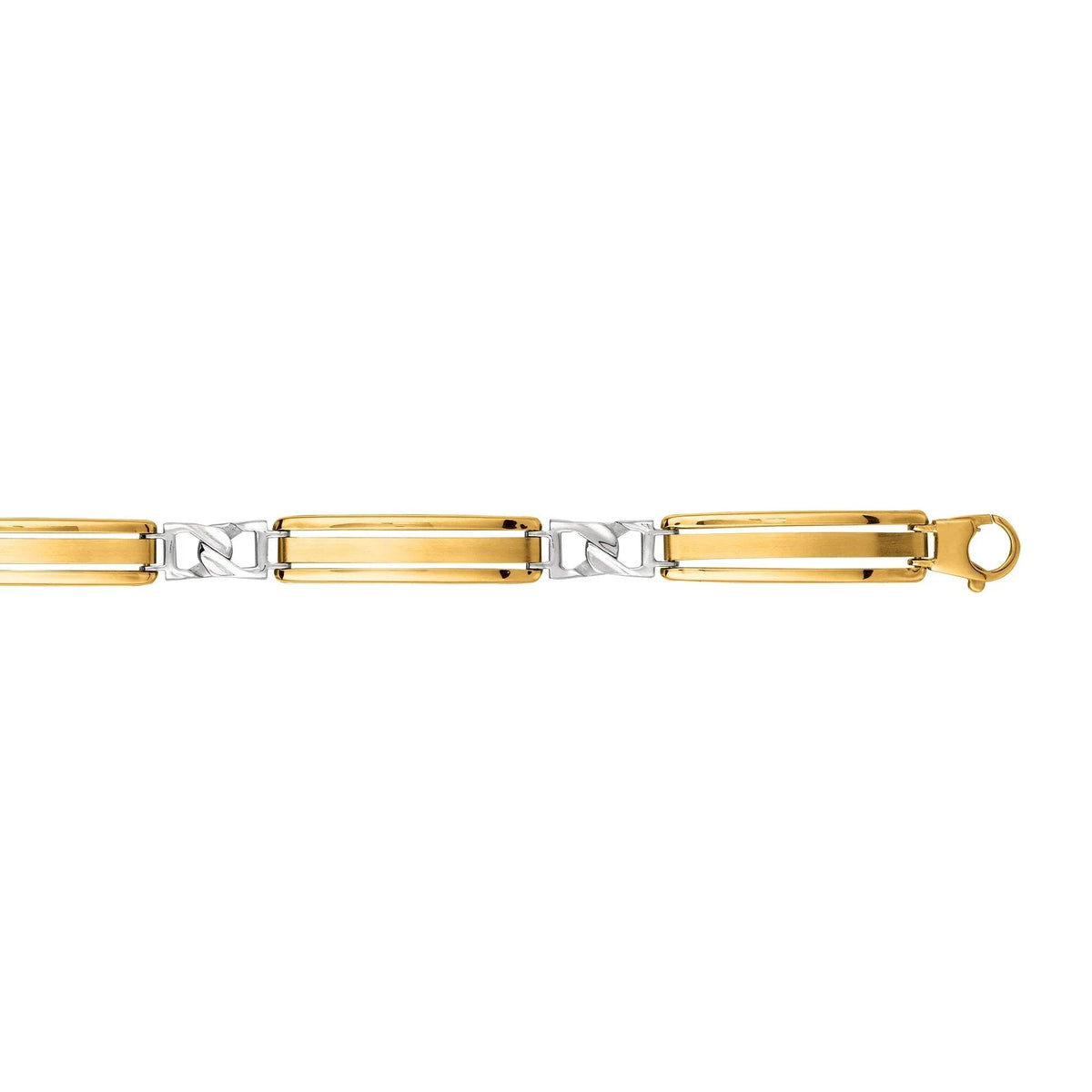 JewelStop 14K Yellow White Gold Shiny 2-Tone Gold Men's Fancy Bracelet, Lobster Clasp - 8.25 Centimeter 11.2Gr.