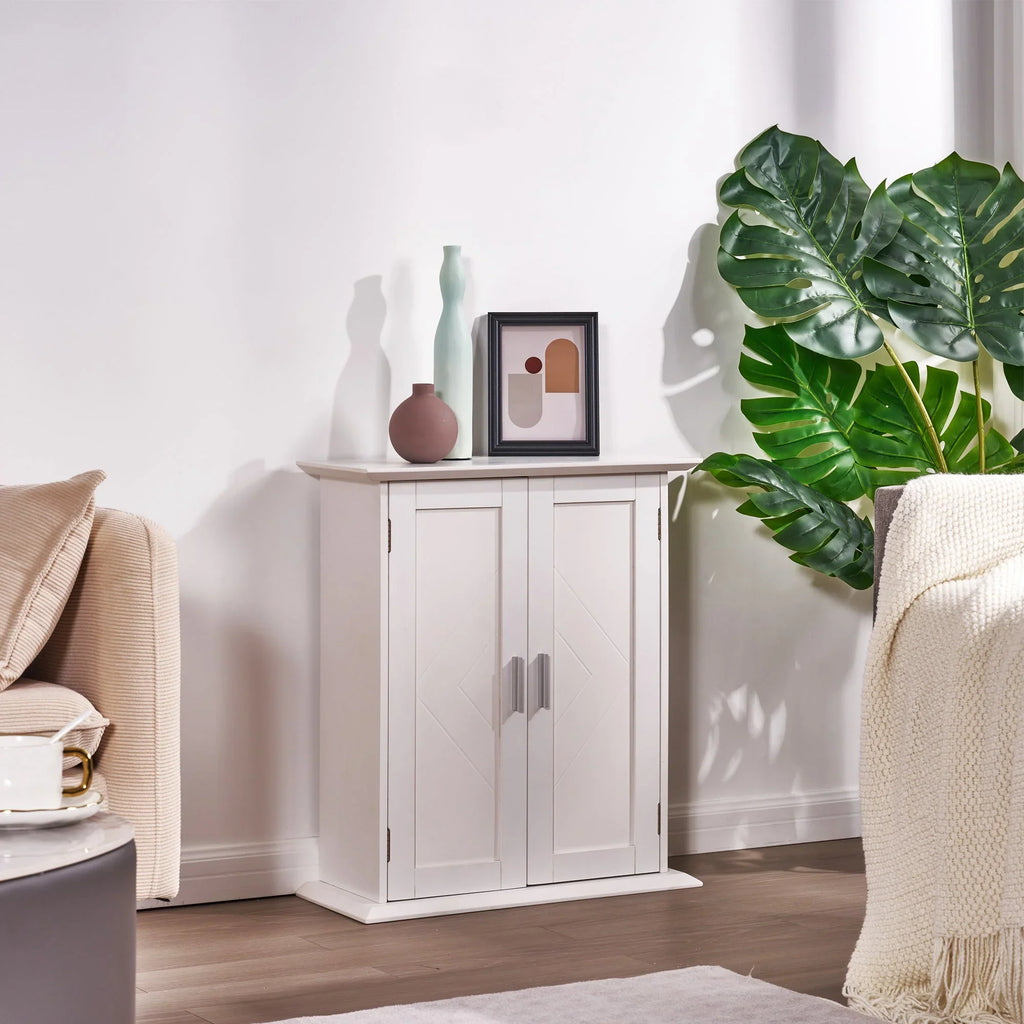 VECELO Bathroom Wall Cabinet, Wooden Hanging Storage Cabinet with 2 Door and Adjustable Shelves, Multipurpose Storage Cabinet for Bathroom Kitchen Living Room, White