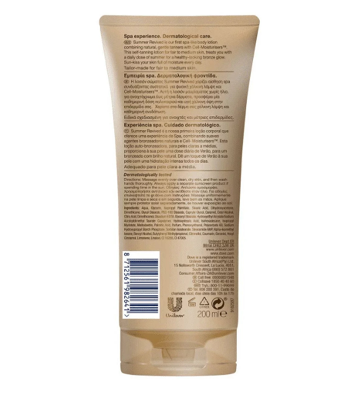 Dove Derma Spa Summer Revived Fair to Medium Skin Body Lotion 200ml (Pack of 2)
