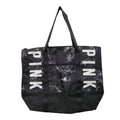 Victoria's Secret Pink Logo Zip Top Tote Gym Book Bag Charcoal Marble New