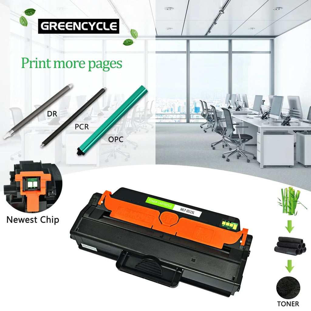 GREENCYCLE 4 Pack Compatible Samsung MLT-D115L D115L Midnight Toner Cartridge Replacement for SL-M2820DW SL-M2870FW SL-M2880FW Xpress M2670 M2820 M2870 Laser Printer