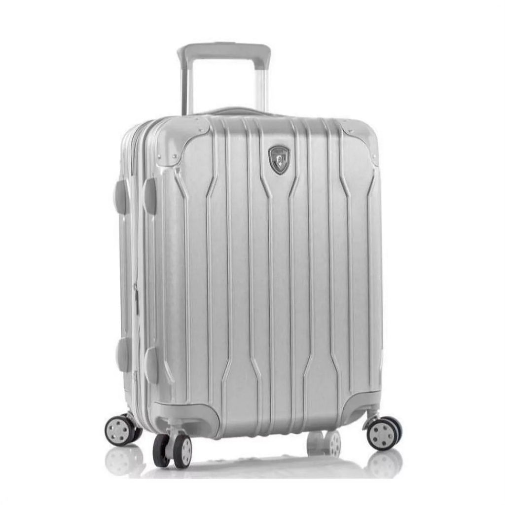Heys Xtrak Unit Lightweight, TSA Combination Lock, Expandable, Telescopic Handle System Carry-On Luggage with Spinner Wheels Silver