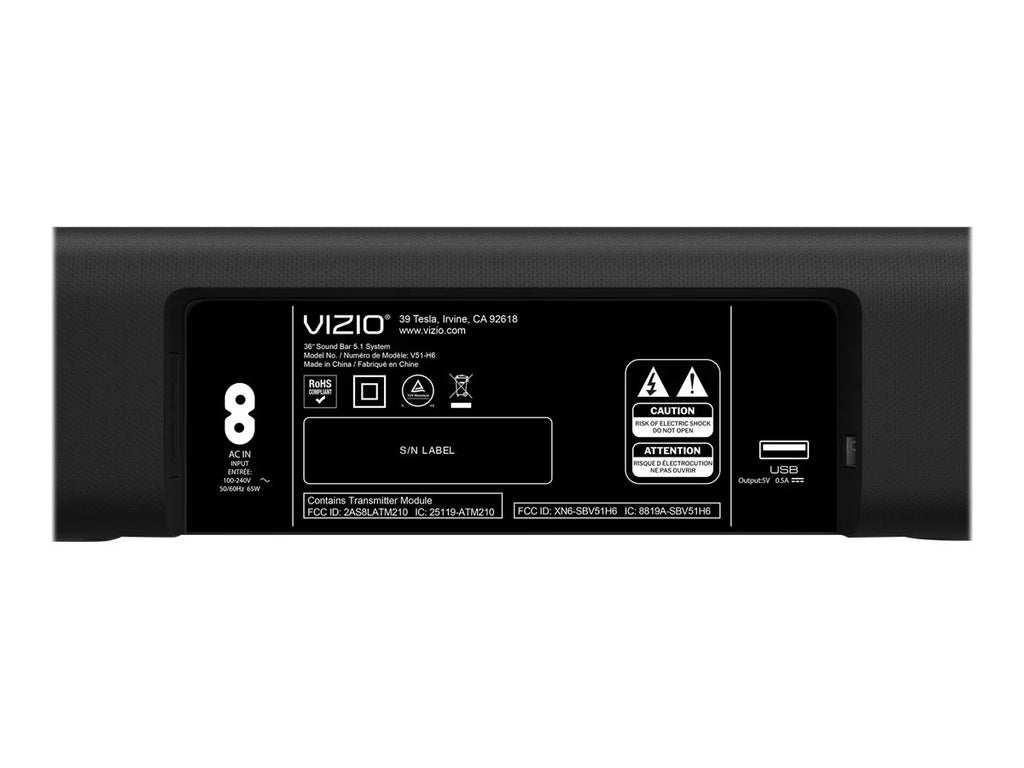 VIZIO V51-H6 - V-Series - sound bar system - for home theater - 5.1-channel - wireless - Bluetooth