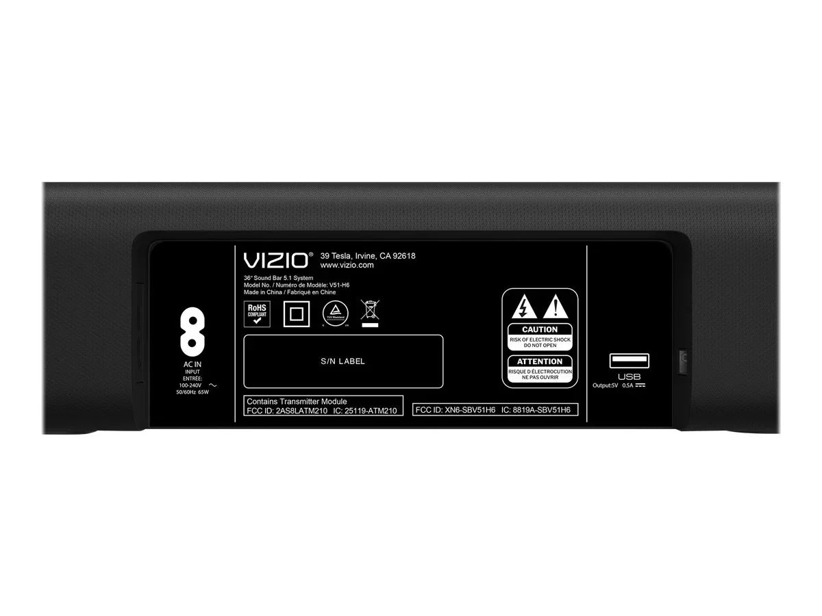 VIZIO V51-H6 - V-Series - sound bar system - for home theater - 5.1-channel - wireless - Bluetooth