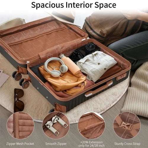 4 Piece Luggage Set Suitcase Set, ABS Hard Shell Lightweight Expandable Travel Luggage with 4 Packing Cubes, TSA Lock, Spinner Wheels for Men Women