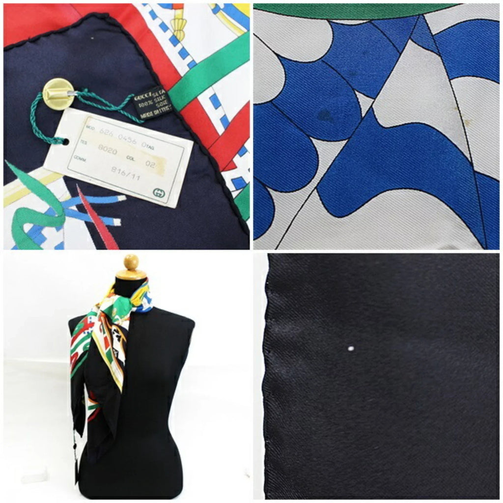 Pre-Owned Gucci Silk Scarf Muffler Stole Onyx x Multicolor GUCCI | Ladies (Good)