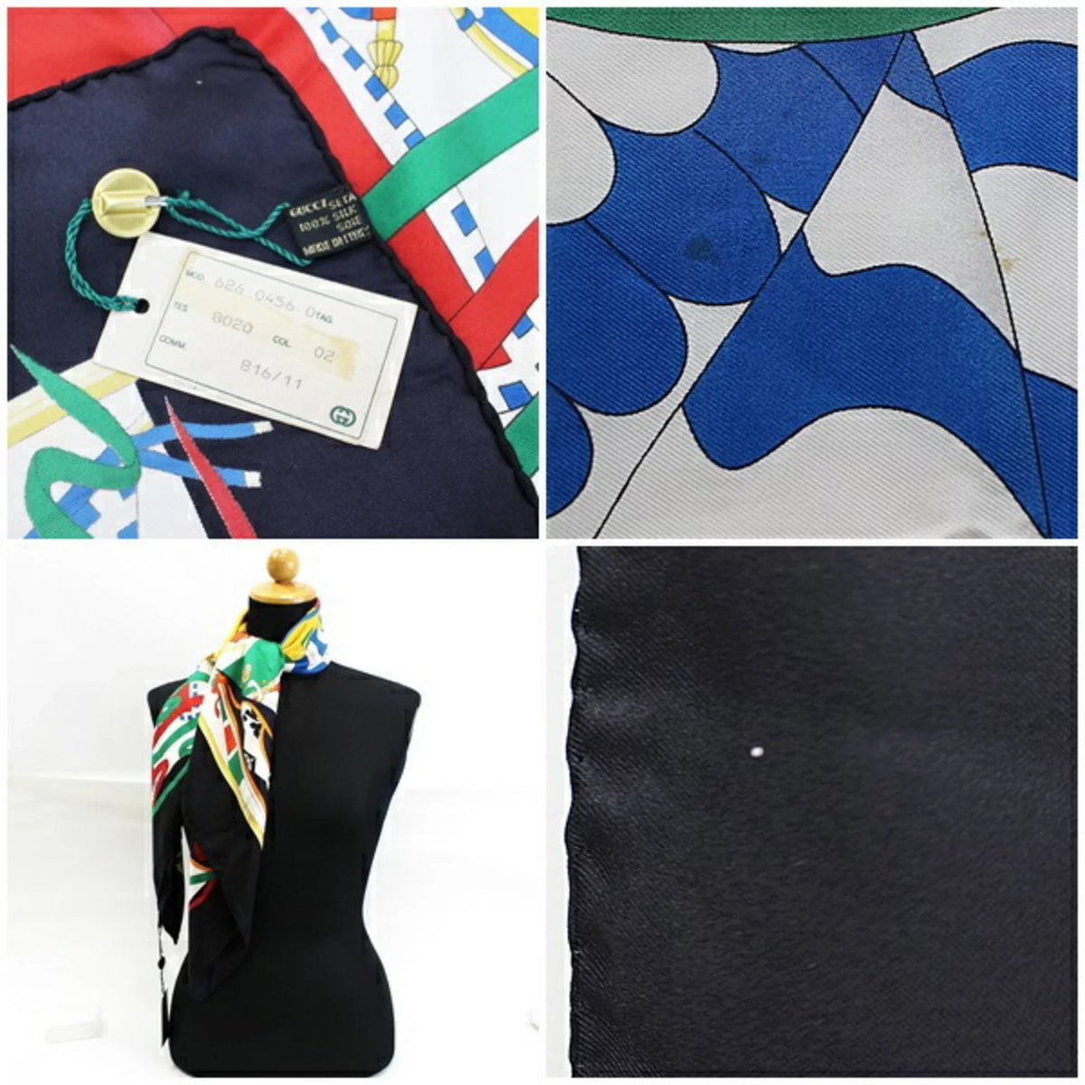 Pre-Owned Gucci Silk Scarf Muffler Stole Onyx x Multicolor GUCCI | Ladies (Good)