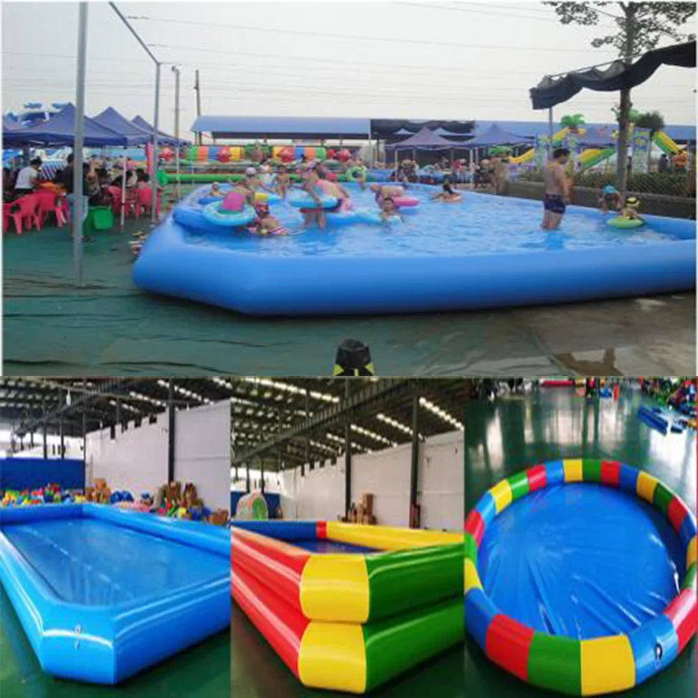 Techtongda Inflatable Family Swimming Pool for Water Walking Ball with Blower 7*7*0.55m Blue