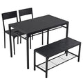 ALFRESCO Charcoal 4-Piece Dining Table Set for 4 - Includes 2 Chairs, 1 Bench, Ideal for Small Spaces