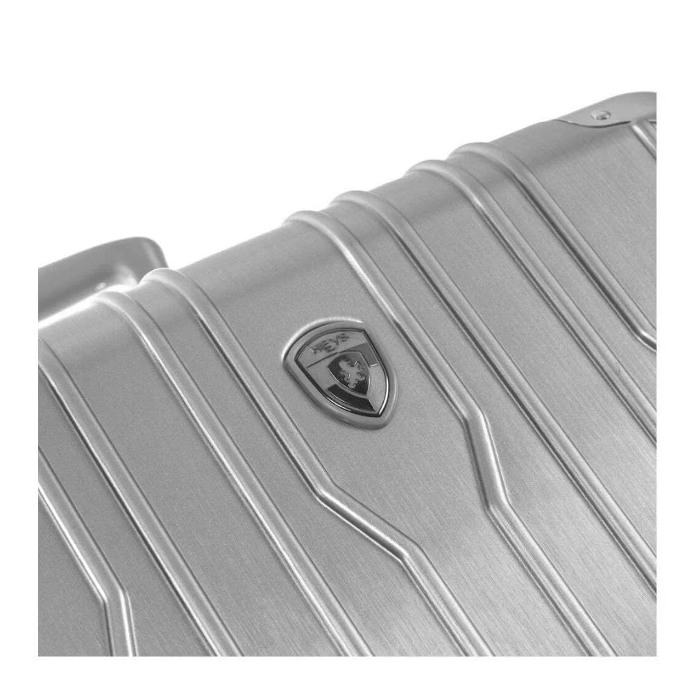 Heys Xtrak Unit Lightweight, TSA Combination Lock, Expandable, Telescopic Handle System Carry-On Luggage with Spinner Wheels Silver