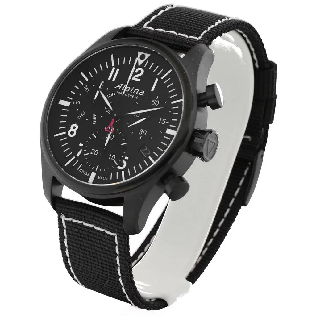 Alpina Startimer Pilot Chronograph AL-371BB4FBS6 Midnight PVD Quartz Men's Watch