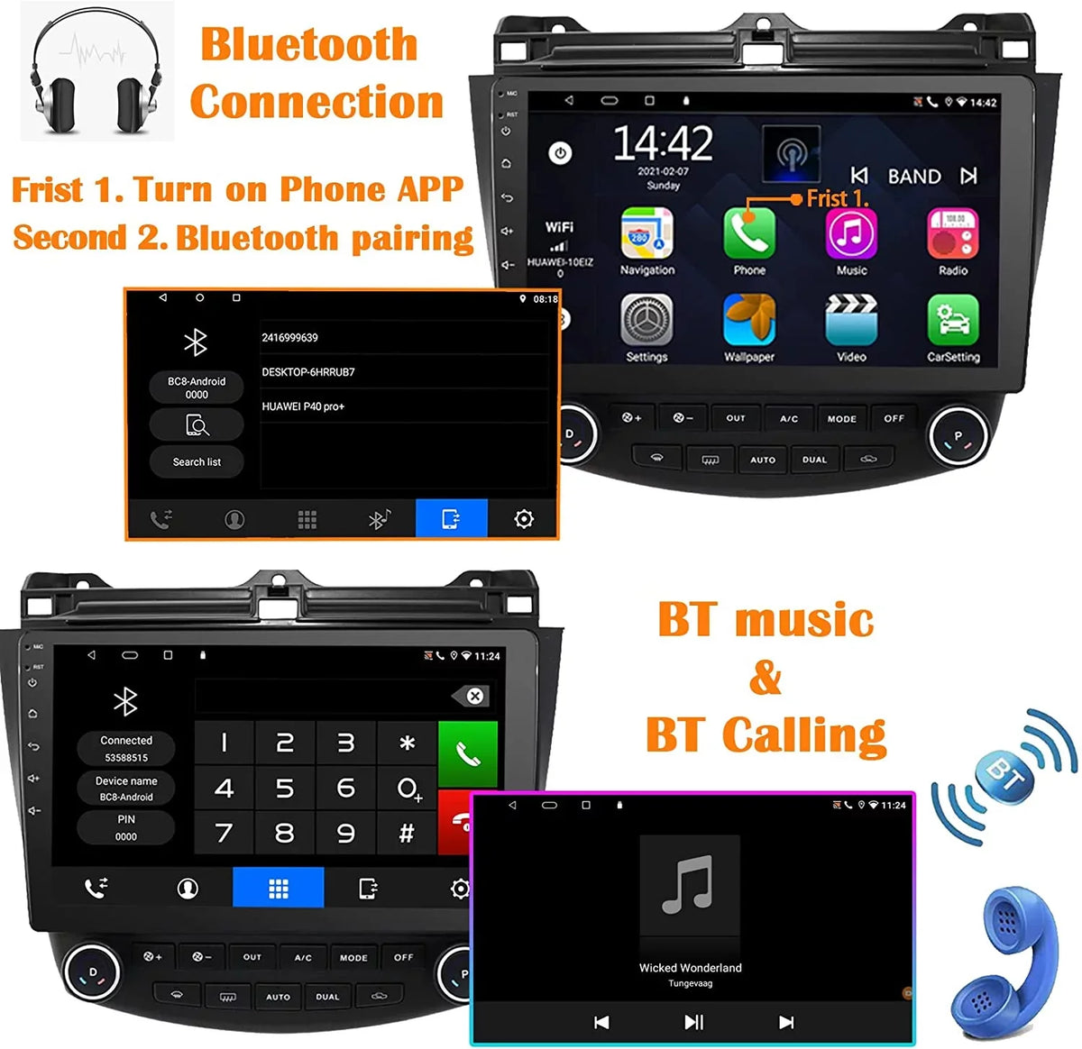 Binize Car Stereo Featuring CarPlay&Android Auto 10 Centimeter Android10 for Honda Accord 7th 2003 2004 2005 2006 2007