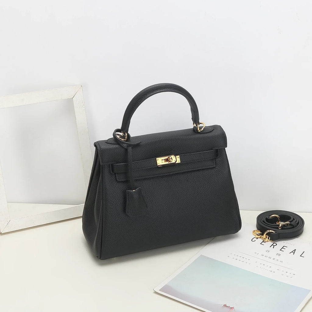 Genuine Leather Handbag for Women,Large Crossbody Bags with Wide Shoulder Onyx Purse 28#
