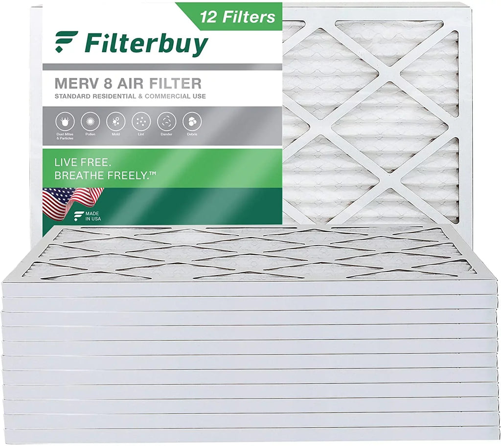 Filterbuy 20x23x1 MERV 8 Pleated HVAC AC Furnace Air Filters (12-Pack)