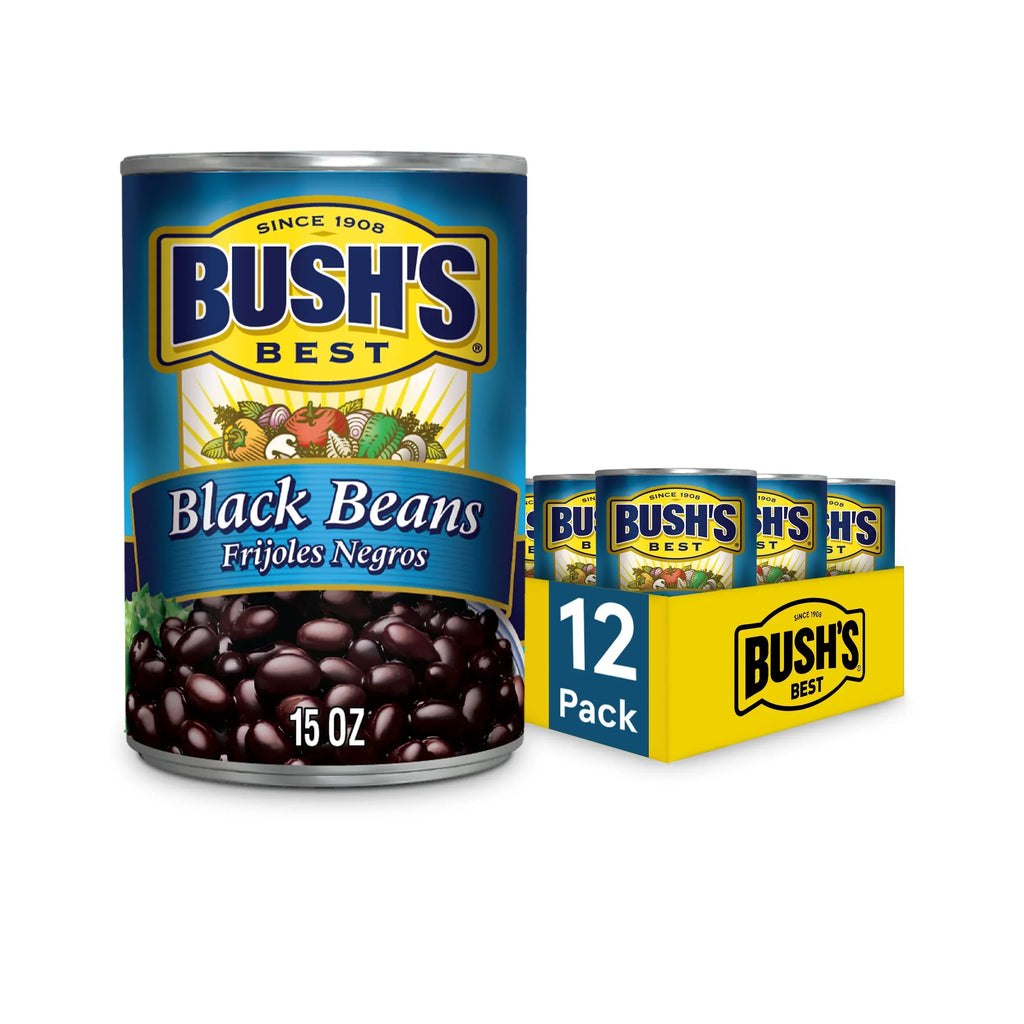 Bush,S Best 15 Oz Canned Dark Beans, Source Of Plant Based Protein And Fiber, Low Fat, Gluten Free, (Pack Of 12)