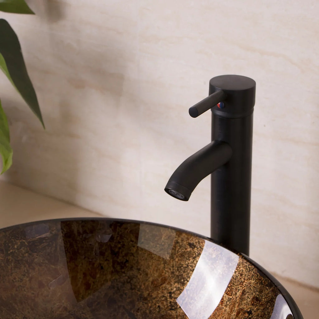 Wonline Artistic ORB Tempered Glass Vessel Sink Set, Wash Sink Come with Pop Up Drain Combo