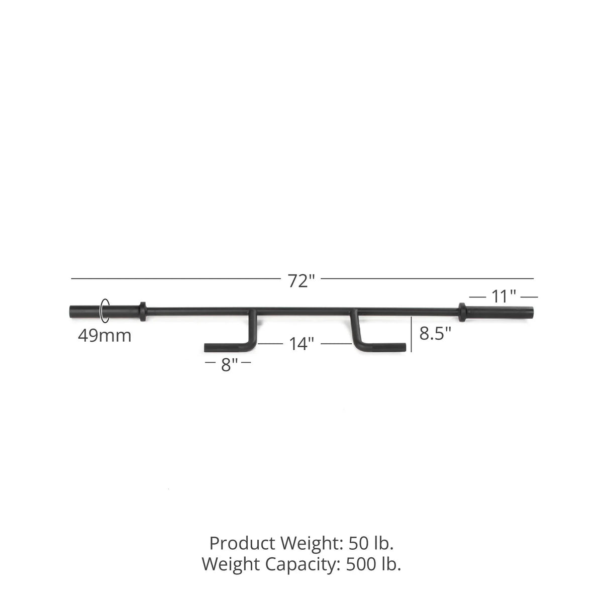 Titan Fitness Seal Row Bar v2, 28MM Medium Diamond Knurling Olympic Bar, Rated 700 LB, Home Gym Strength Training Bar Seal Row or Bench Pull Movements