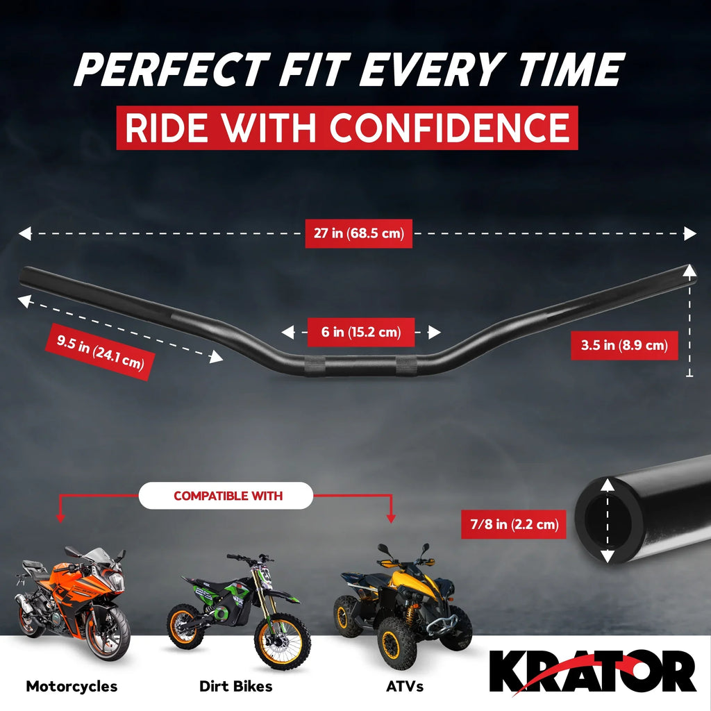 Krator Motorcycle Low-Rise Handlebar 7/8 Unit Compatible with Yamaha Majesty XC 125 180 200 400